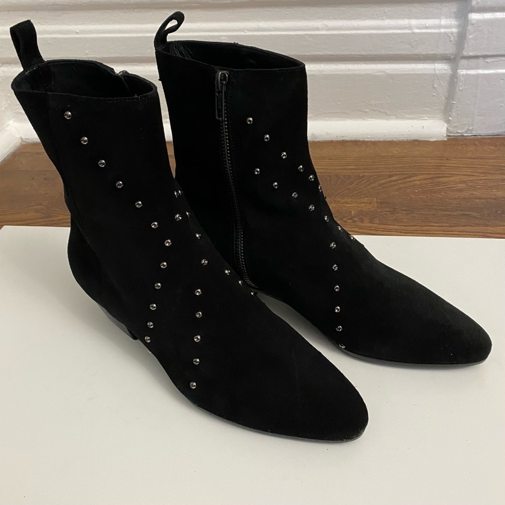 IRO Black Suede Studded Pointed Ankle Boots